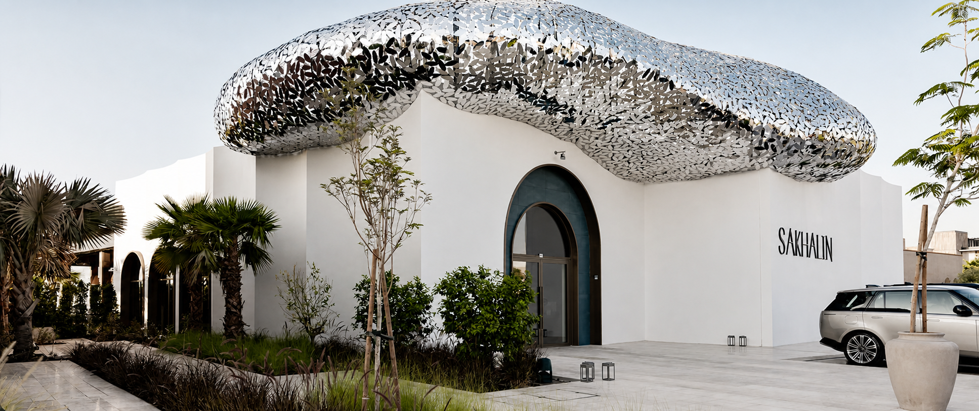African Queen rooftop terrace, J1 Beach — Dubai skyline